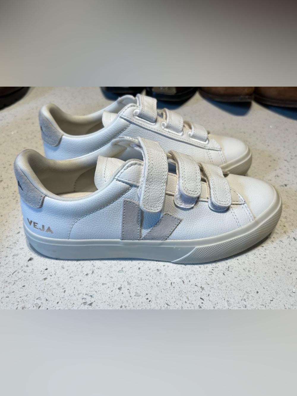 VEJA white leather strap sneakers